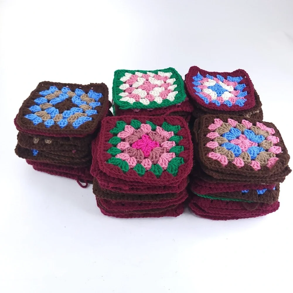Lot of 74 - 5.5 Inch Granny Squares Various Colors Handmade Crochet Blankets